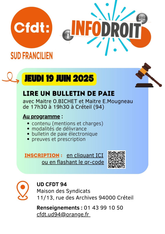 INFODROIT lire un bulletin de paie