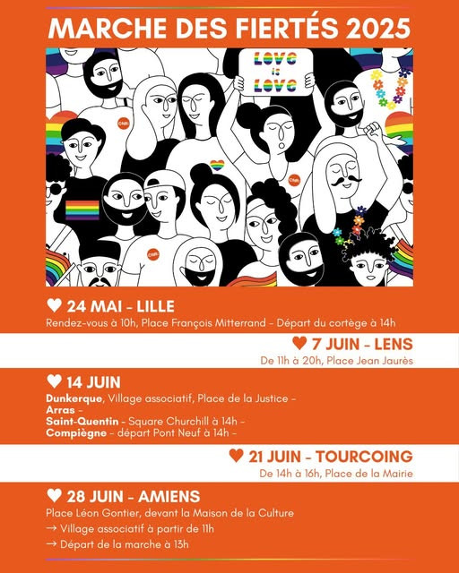 Participation militants CFDT village associatif marche des Fiertés 7 juin à Lens et 14 juin à Arras
