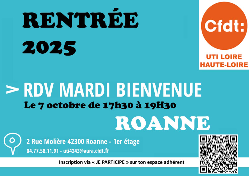 ACCUEL BIENVENUE ROANNE - LE 7 OCTOBRE 17H30 / 19H30