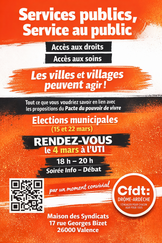 Invitation – Soirée info-débat « Services publics, service au public » | 4 mars à Valence