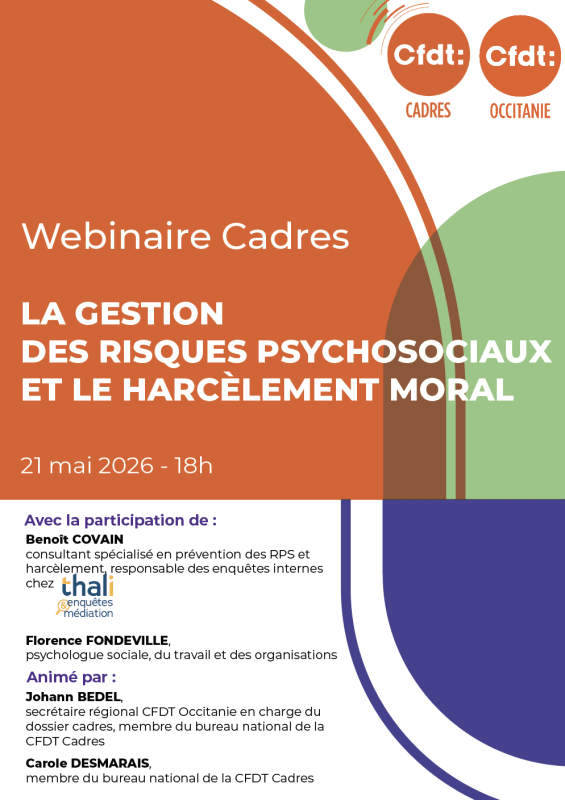 Webinaire Cadres : La gestion des RPS et le harcèlement moral.
