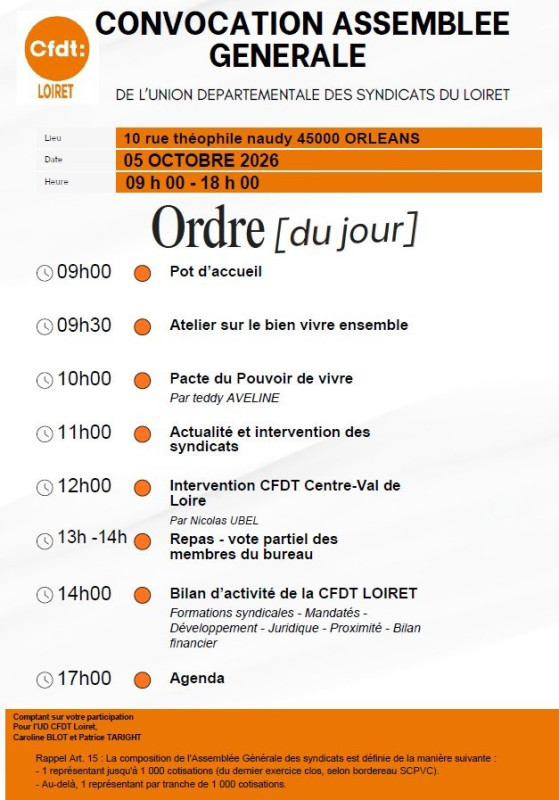 ASSEMBLEE GENERALE CFDT LOIRET