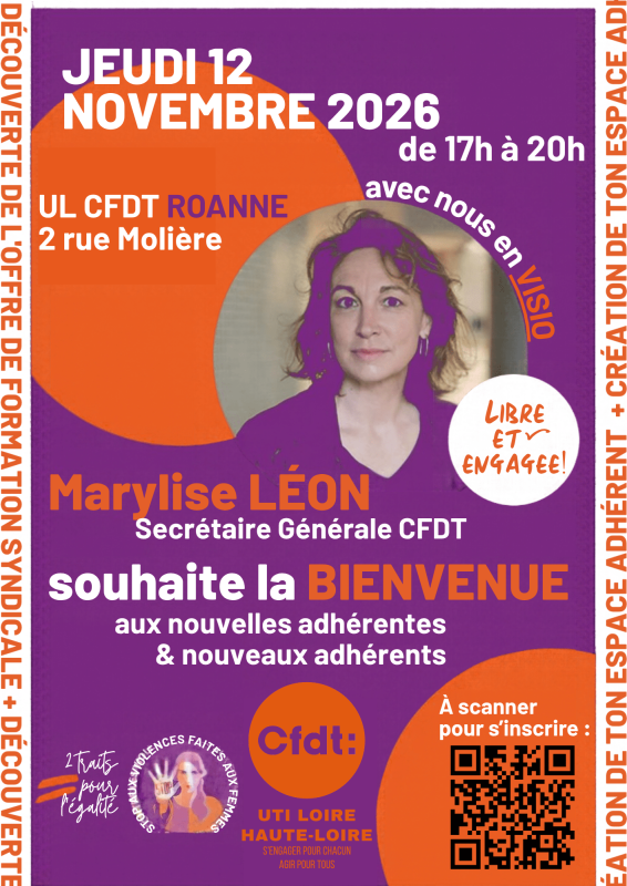 ACCUEIL NOUVEAUX ADHÉRENTS - VISIO AVEC MARYLISE LÉON à Roanne